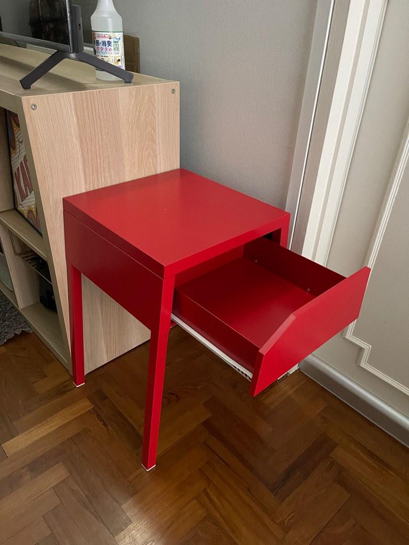 Red IKEA bedside table, Furniture & Home Living, Furniture, Tables