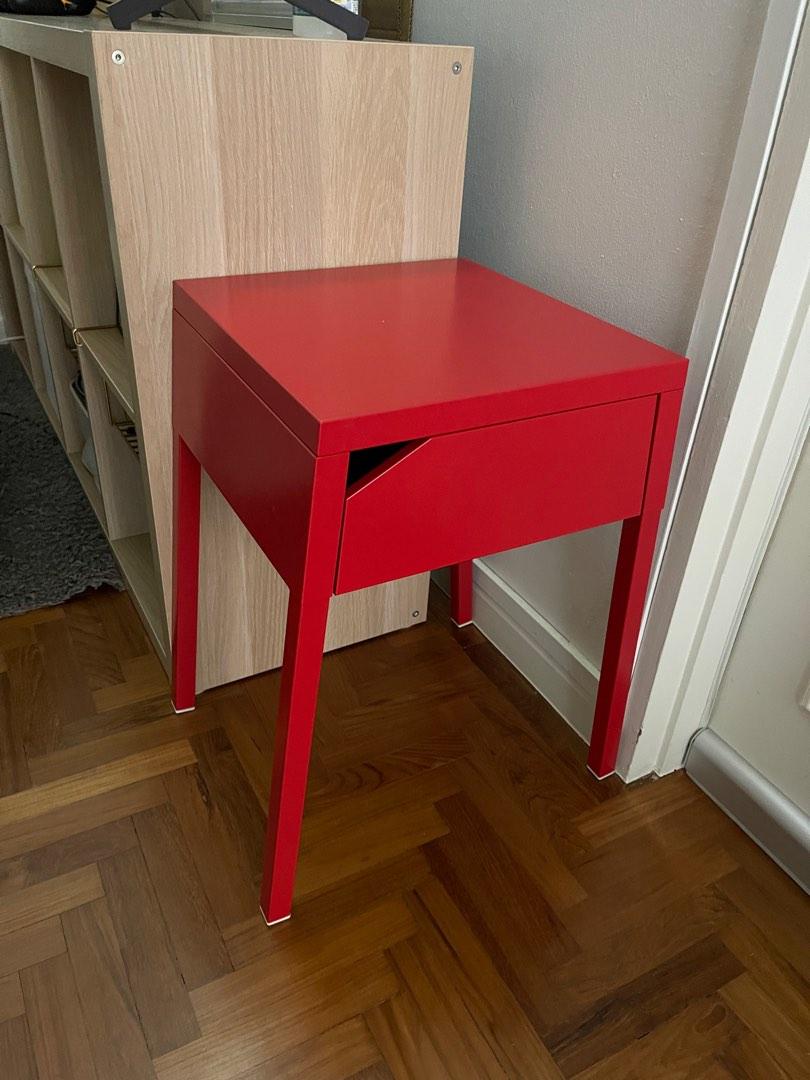 Red IKEA bedside table, Furniture & Home Living, Furniture, Tables