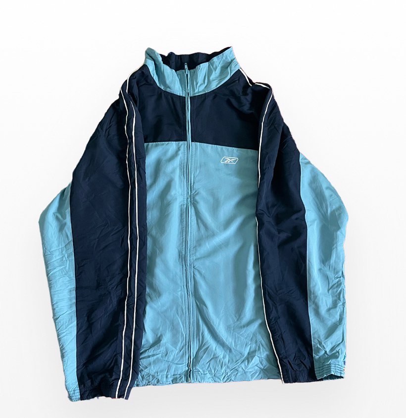 Reebok Light Blue Navy Blue Windbreaker Men s Fashion Coats