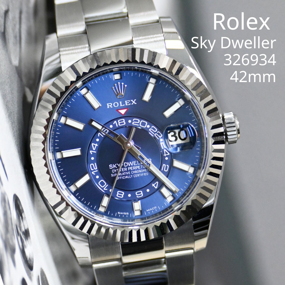 全新Rolex Sky-Dweller 326934藍面板帶, 名牌, 手錶- Carousell