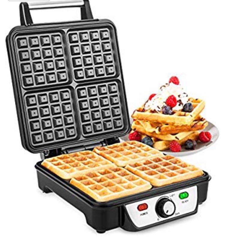 Savisto Large Quad Waffle Maker 1100W Electric Belgian Waffle Iron