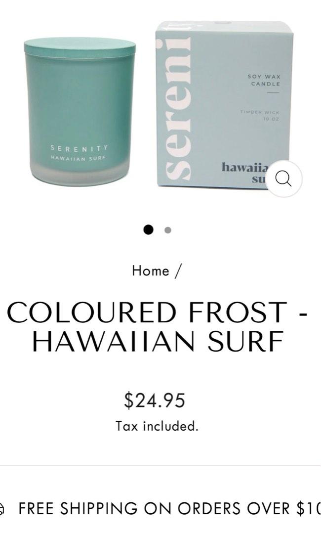 Scented Candle Serenity Hawaiian surf, Furniture & Home Living, Home
