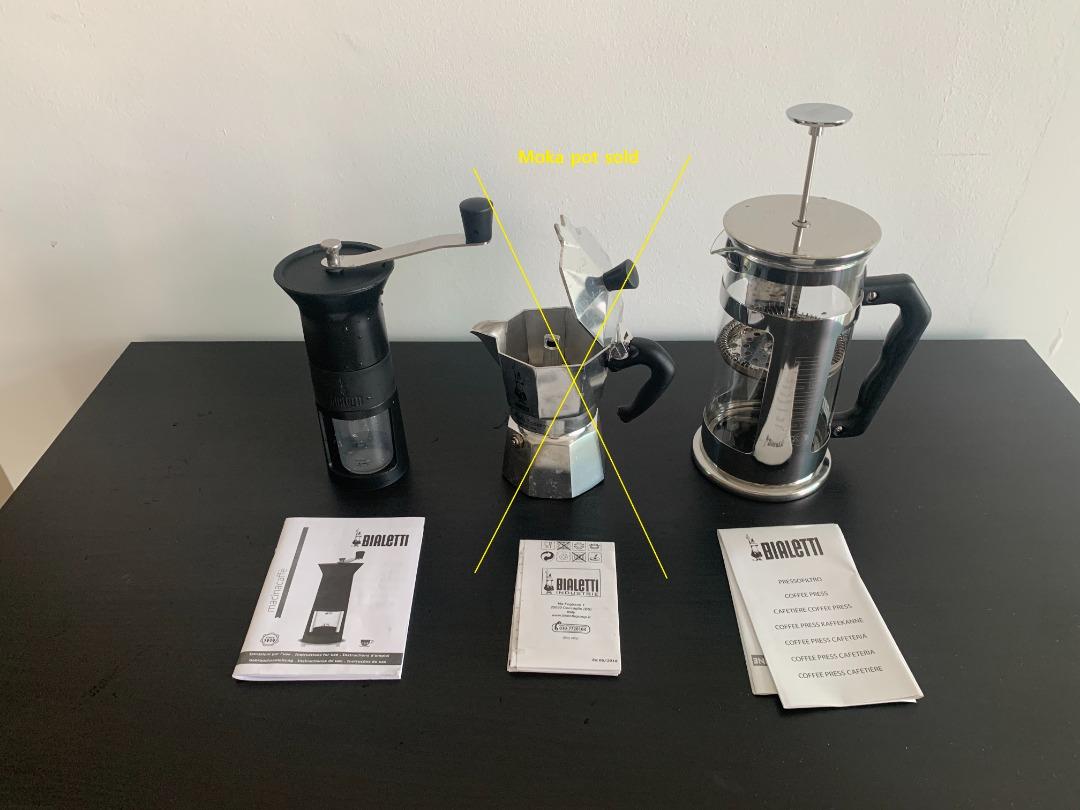 Set of a Coffee Grinder French Press Bialetti Furniture Home