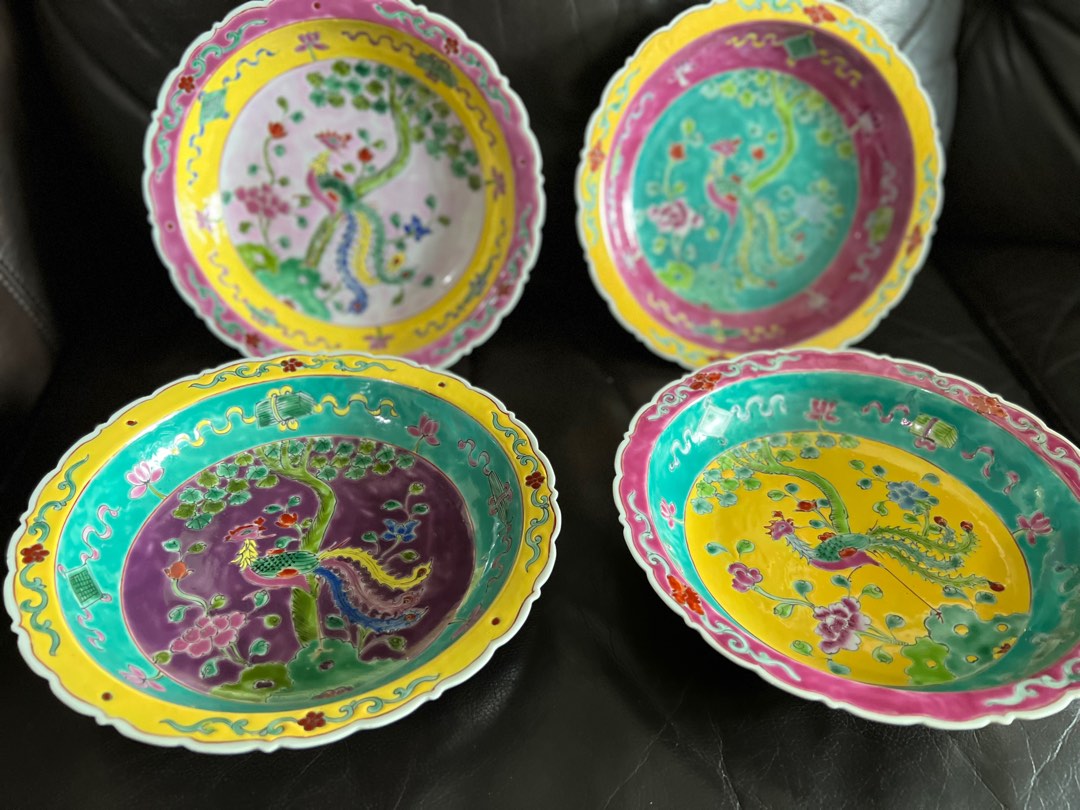 Set of Vintage Peranakan Plates, Furniture & Home Living, Kitchenware