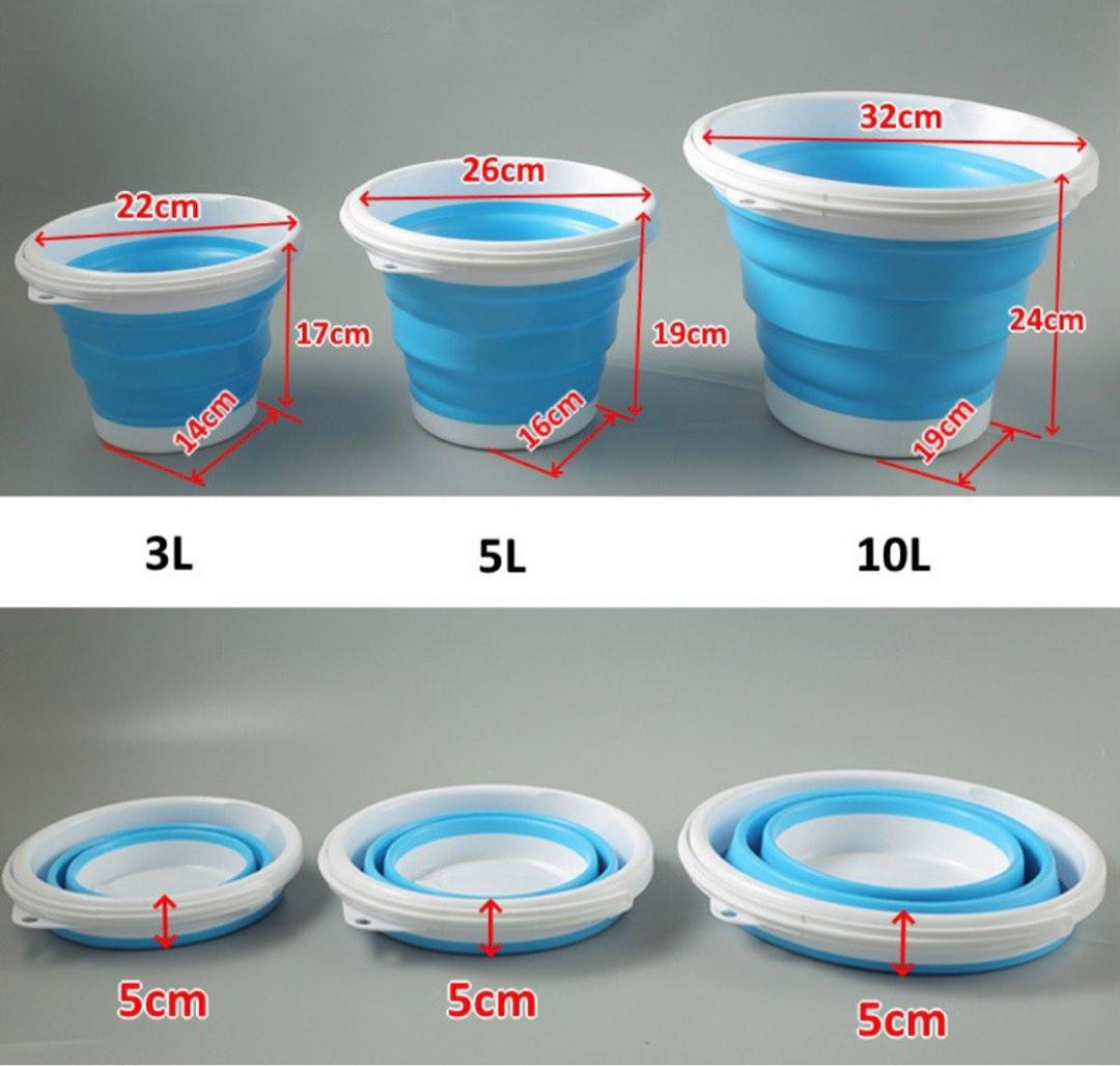 [SG Seller] Collapsible Foldable Pail Bucket / Folding Car Wash Basin, Furniture & Home Living