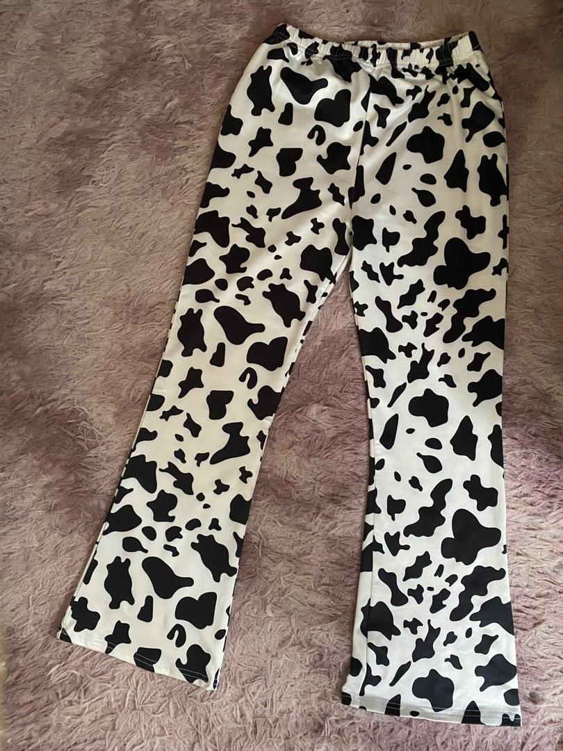Shein Cow Print Flare Trousers Women s Fashion Bottoms Other