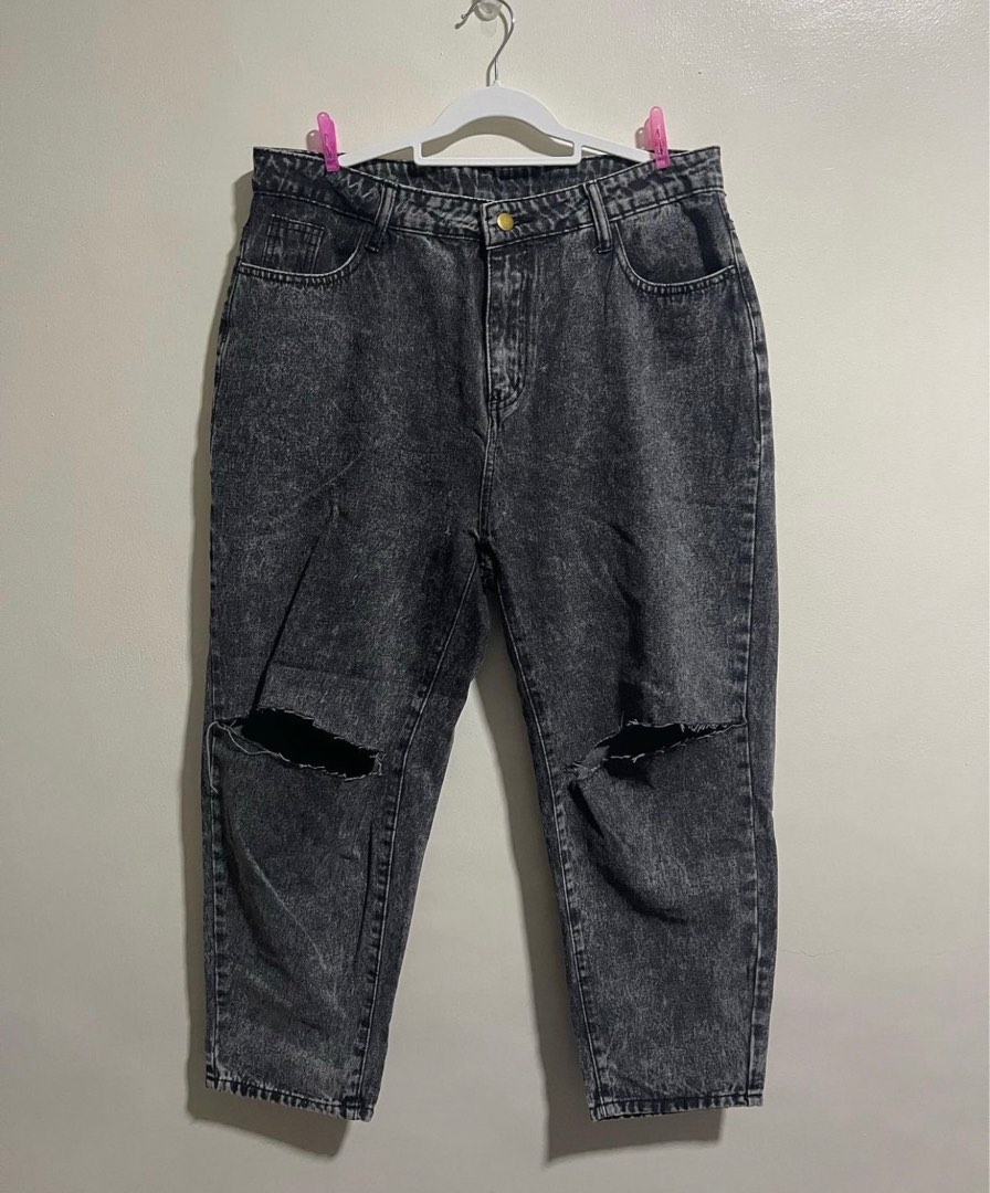 SHEIN CURVE Denim Jeans Dark Gray, Women's Fashion, Bottoms, Jeans on