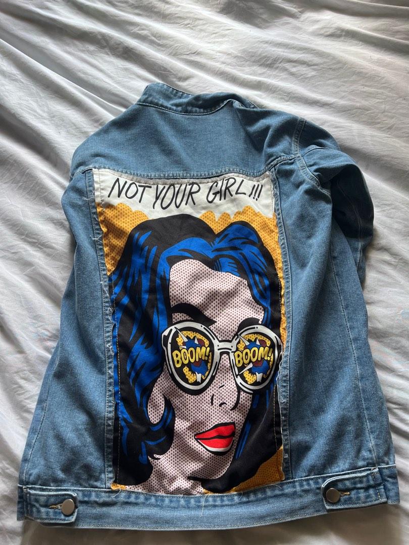 Shein Print back denim jacket Women s Fashion Coats Jackets and