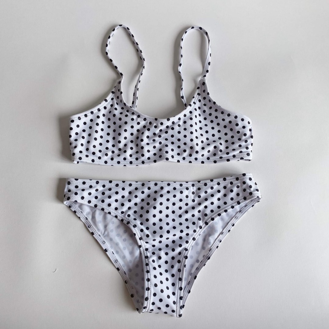 (Size 140) SHEIN Kids Girls Preteens Black & White Polka Dots Two Piece