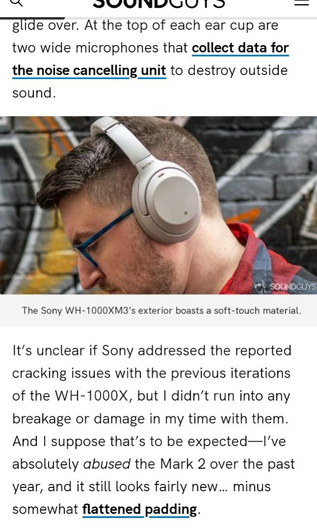 SONY XM3 TOUCHPAD HEADPHONES FREE WORKOUT EARHUGS 1 PAIR