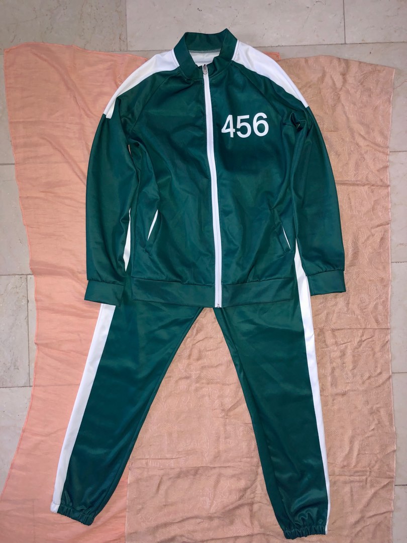 SQUID GAMES Green Tracksuit Costume Set, Men's Fashion, Tops & Sets