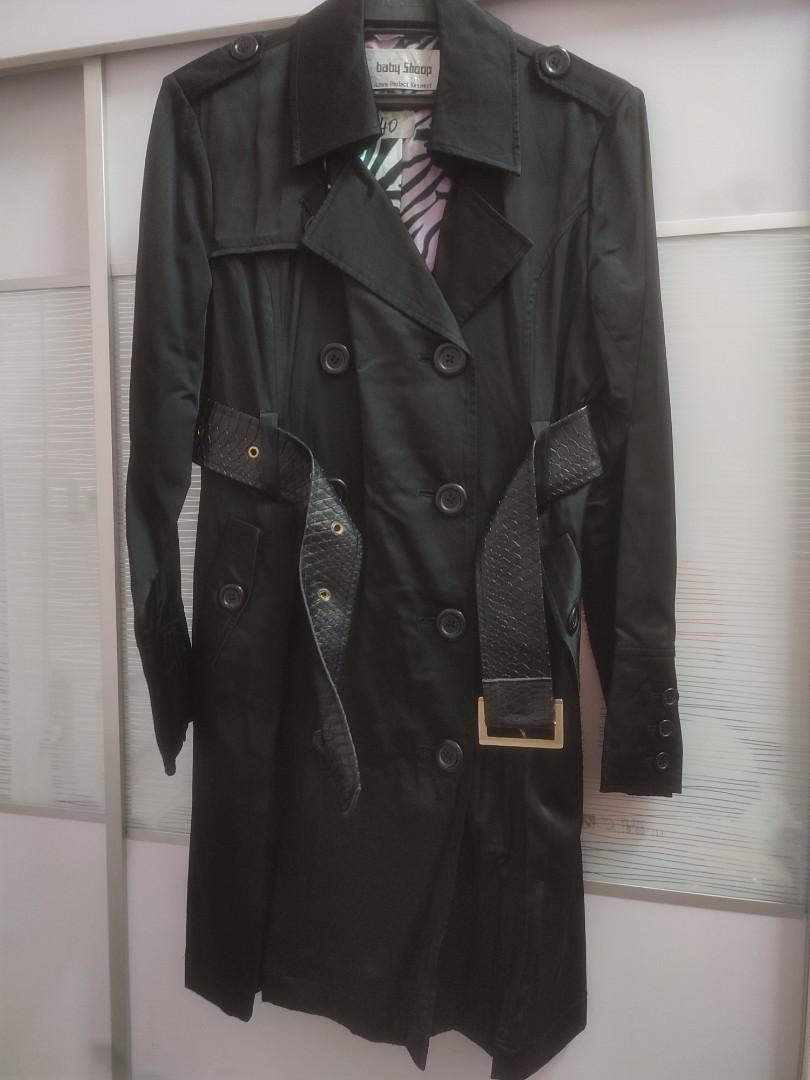 Black snakeskin trench coat store
