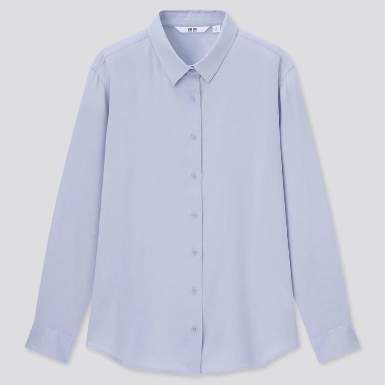 COMBO (L) Uniqlo Rayon Blouse Longsleeve Soft Blue & Soft Pink, Women's  Fashion, Tops, Blouses on Carousell