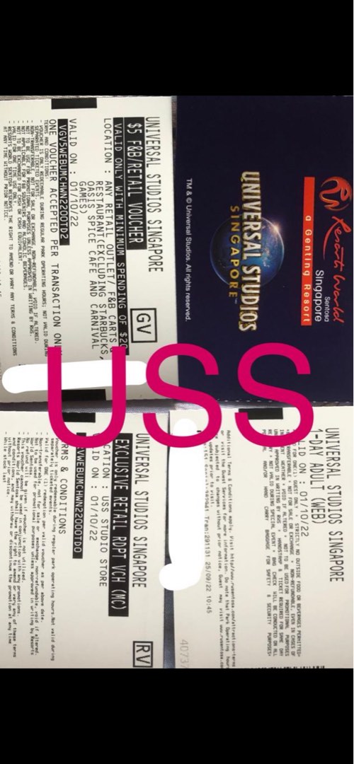 USS physical tickets, Tickets & Vouchers, Local Attractions & Transport ...