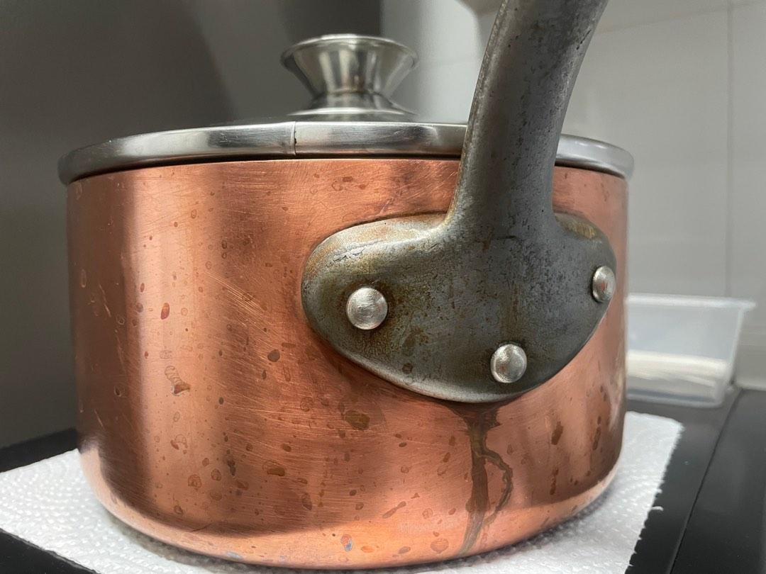 Vintage MATFER BOURGEAT Solid Copper 20cm Sauce Pan Pot w/ Lid 8