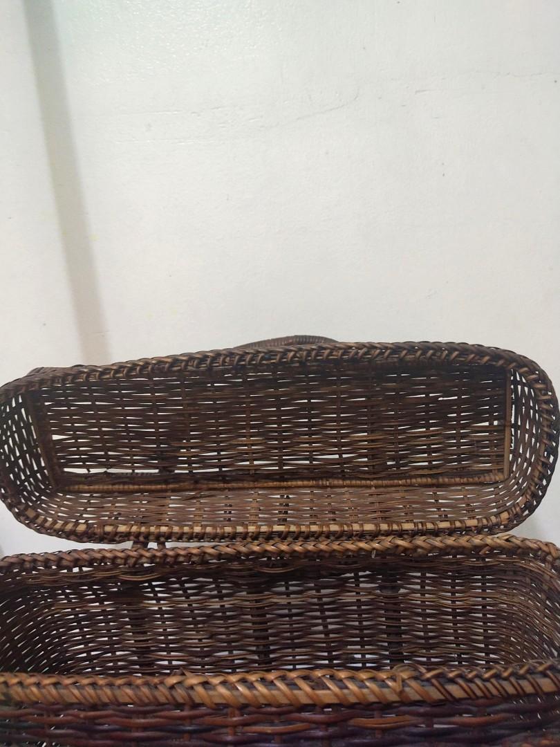 Late 20th Century Vintage Coastal Woven Rattan Cabinets - a Pair For