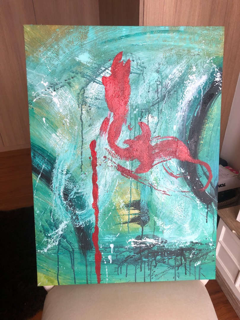 Wall mount painting on canvas, Furniture & Home Living, Home Decor