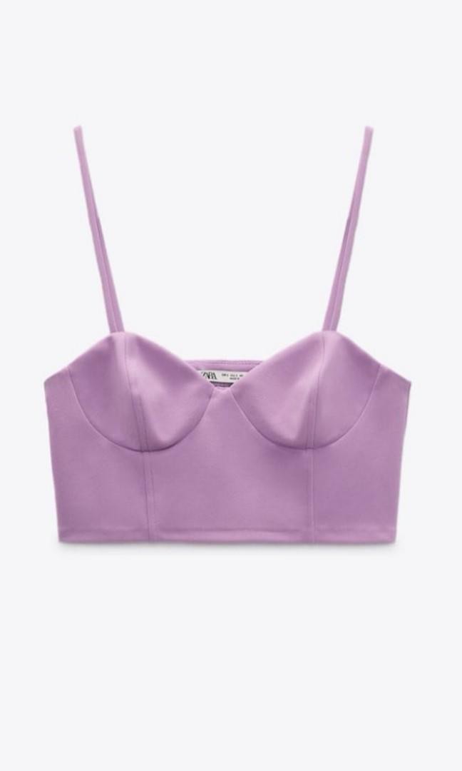 ZARA Lilac Crop Top, Women's Fashion, Tops, Sleeveless on Carousell