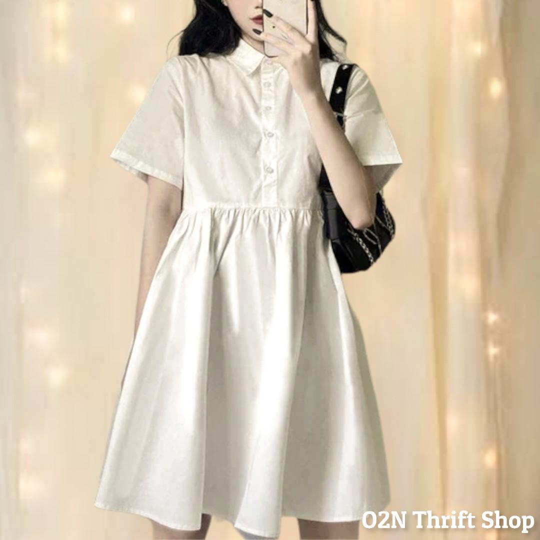 korean knee length dresses 281C White Dress, Women's Fashion, & Sets, Dresses on Carousell abito nero