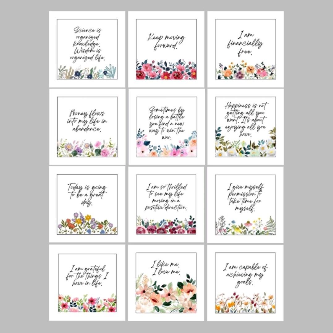 36 Positive Affirmation Stickers (Category: Stationery & School Supplies) located in Quezon City. Submitted by pgdeleon (Listing ID 1183646283, Image 3). Description: 36 Positive Affirmation Sticker flakes for planners, journals, scrapbooking etc. This pack of positivity can be used to manifest goals, dreams or experiences you desire. Variants: - White Matte sticker - Kraft sticker Size: 2.5 x 2.5 inches Manually cut. Please expect minor imperfec