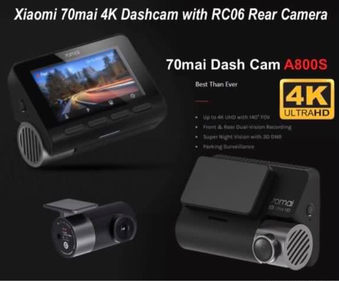 70mai dash cam a800s + rear cam set w/ hardware kit, Car Accessories ...