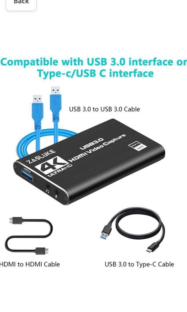  Video Capture Card, HDMI to USB 3.0 Capture Card, Analog Video  Capture Dongle Device, Full HD 1080p 60FPS Live Streaming and Recording for  Switch PS5 PS4 Xbox, Compatible with Windows Linux