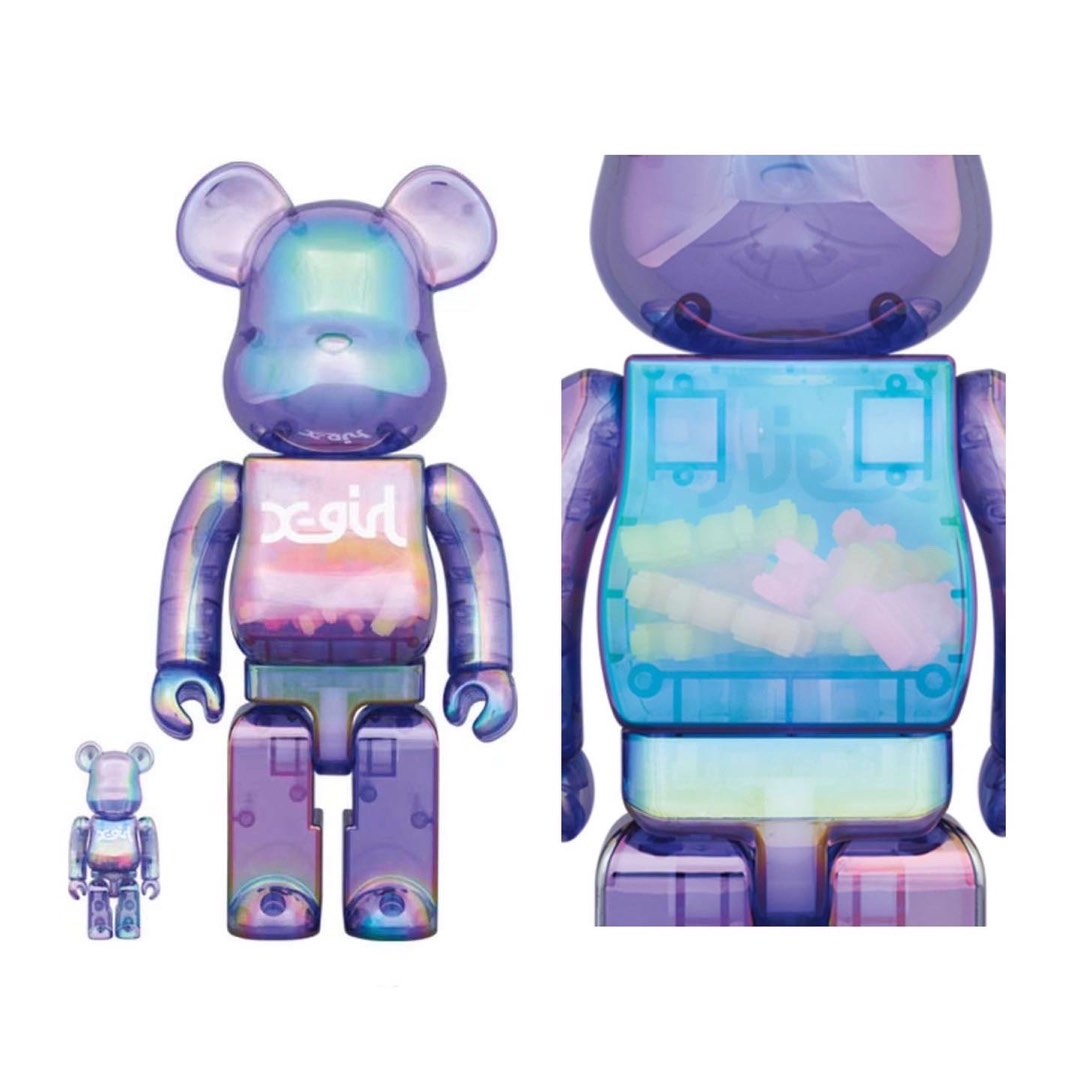 BE@RBRICK X-girl CLEAR PURPLE 100% u0026400%-