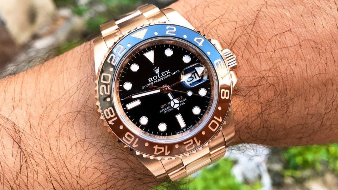 APR 2022 Rolex GMT Master 2 II Solid Rose Gold Rootbeer 126715CHNR