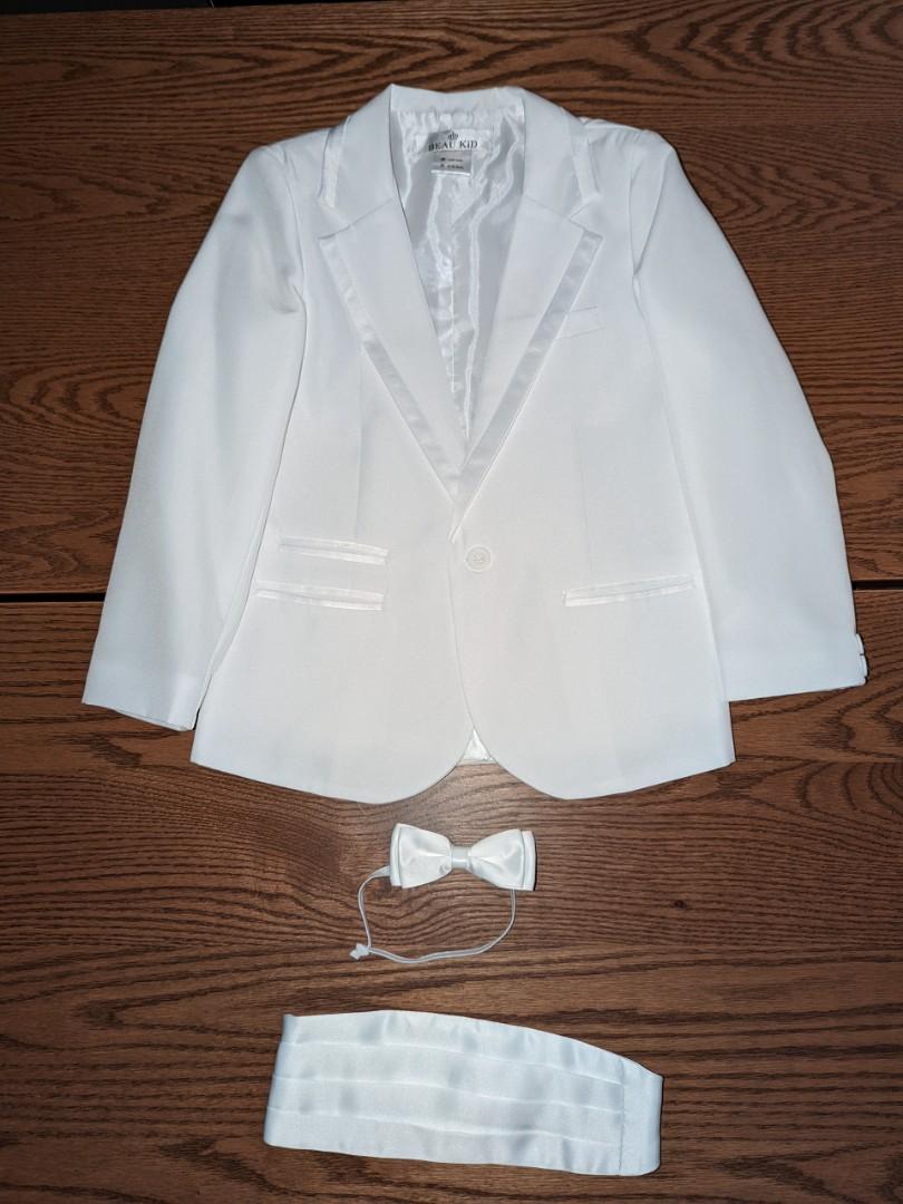 Beau Kids White Tuxedo Suit, Babies & Kids, Babies & Kids Fashion on Carousell