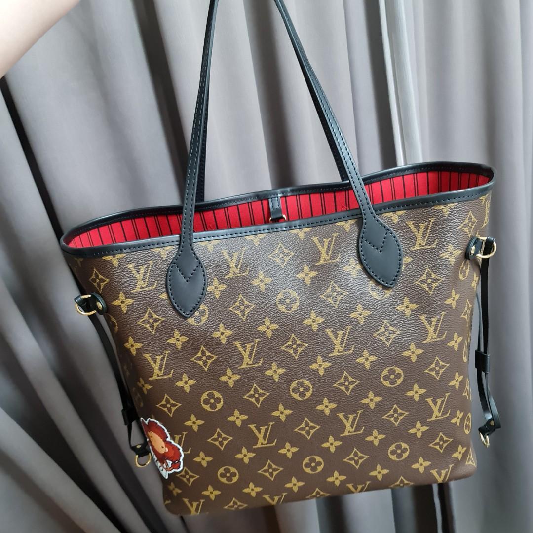 Louis Vuitton Neverfull MM with Pouch, Empreinte Leather Black and Hot Pink,  New in Dustbag - Julia Rose Boston