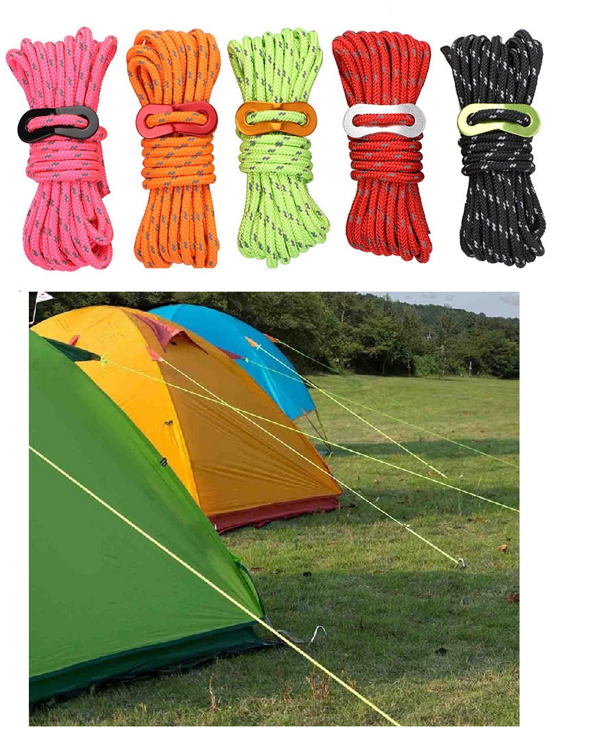 camping tent tali khemah windproof rope 4mm reflective strips, Sports  Equipment, Hiking & Camping on Carousell