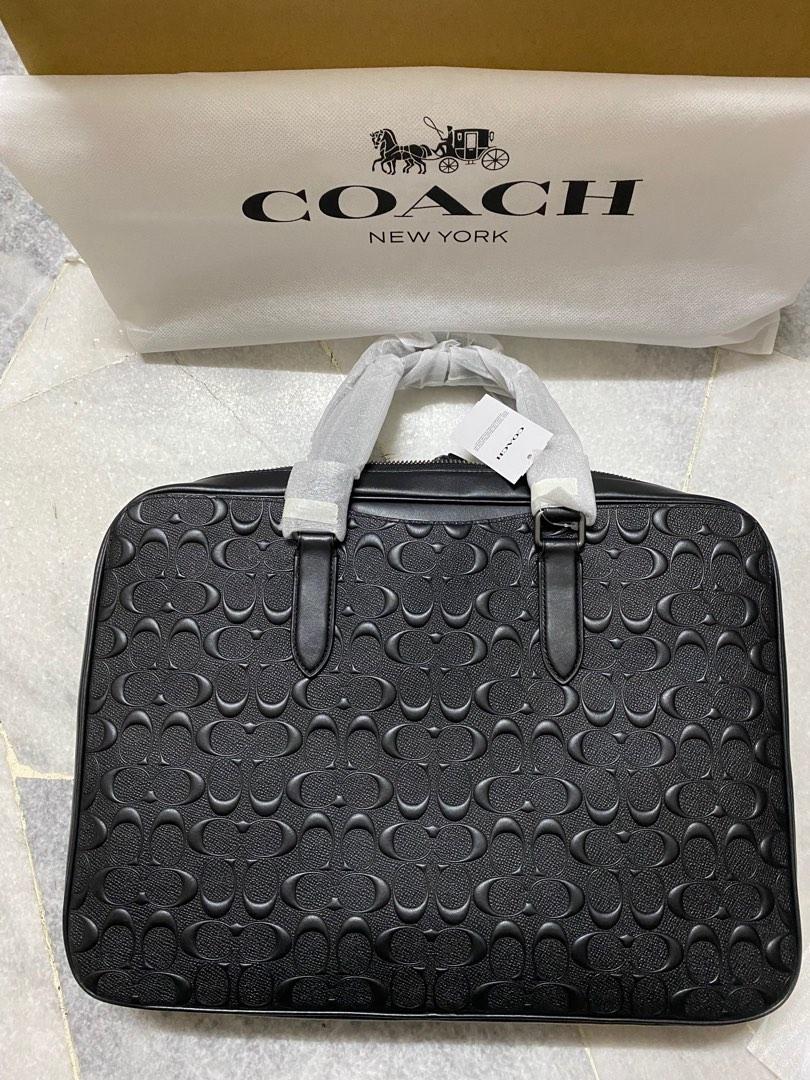 Coach Graham Slim Brief in Signature Leather in Black