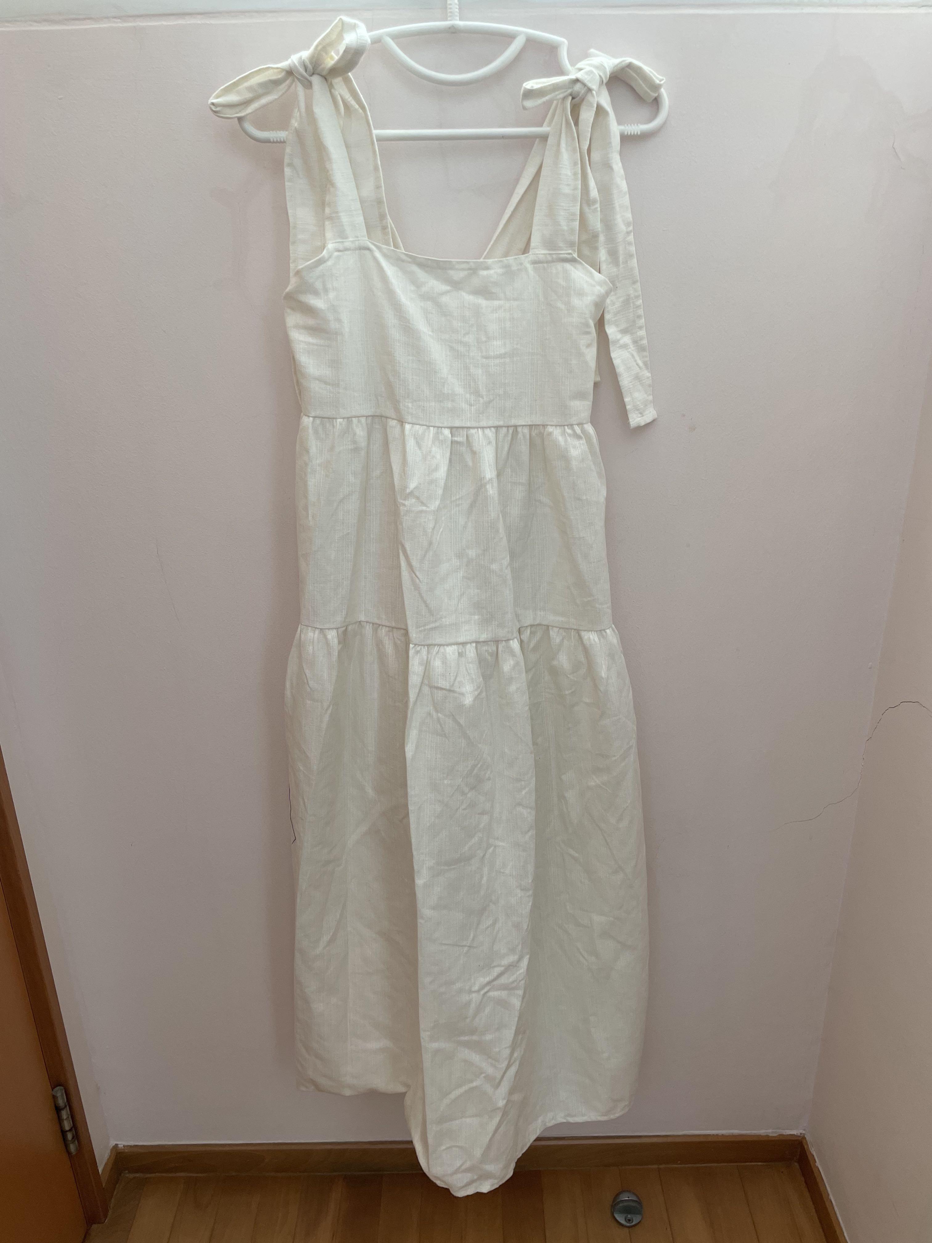 linen cream professional dress lace up s