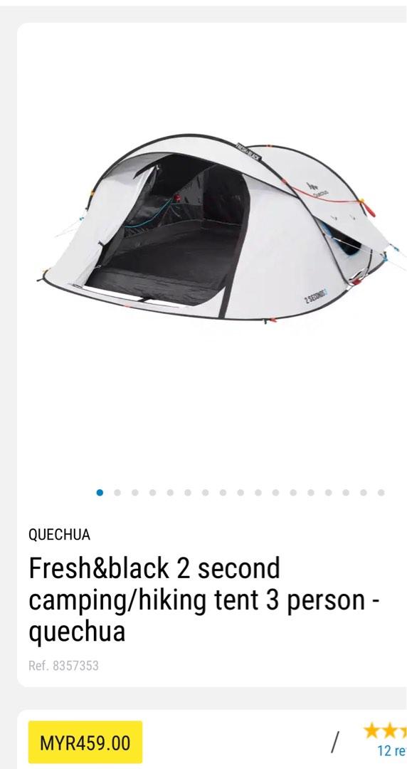 Decathlon Quechua 2 seconds 3 person tent, Sports Equipment, Hiking