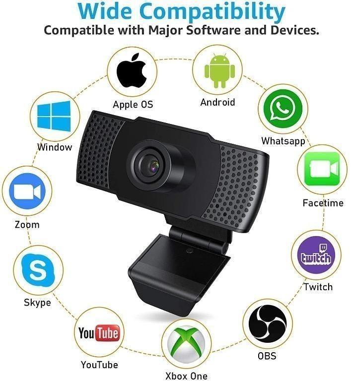 Plug and Play Widescreen Streaming USB Web Camera for Desktop PC Laptop Mac Computer Webcam with Microphone Compatible with Video Calling Conferencing Zoom Meeting YouTube MSN OBS Xbox Cameras 
