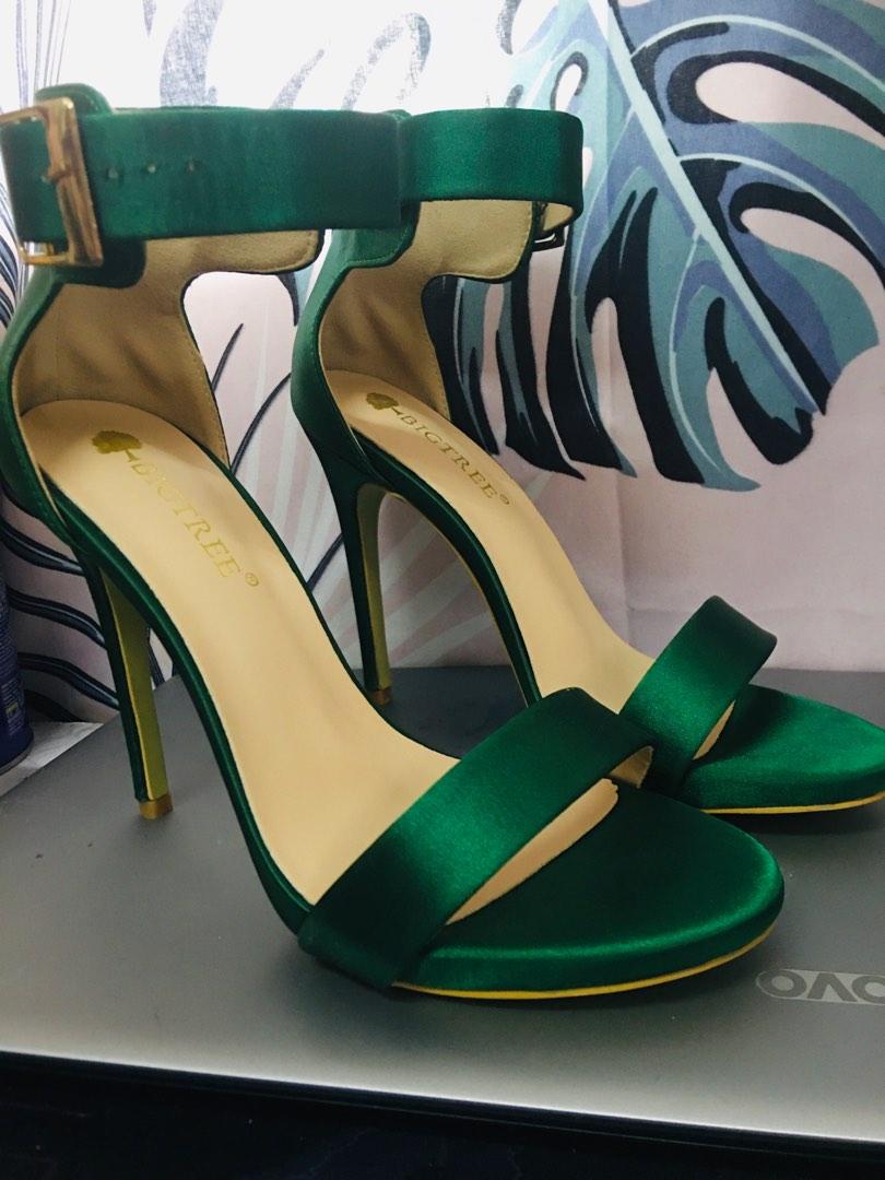 Selah Emerald Green Satin Ankle Strap Heels | Ankle strap heels, Strap heels,  Ankle strap