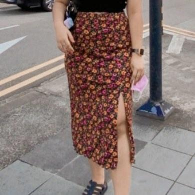 floral midi skirt h&m