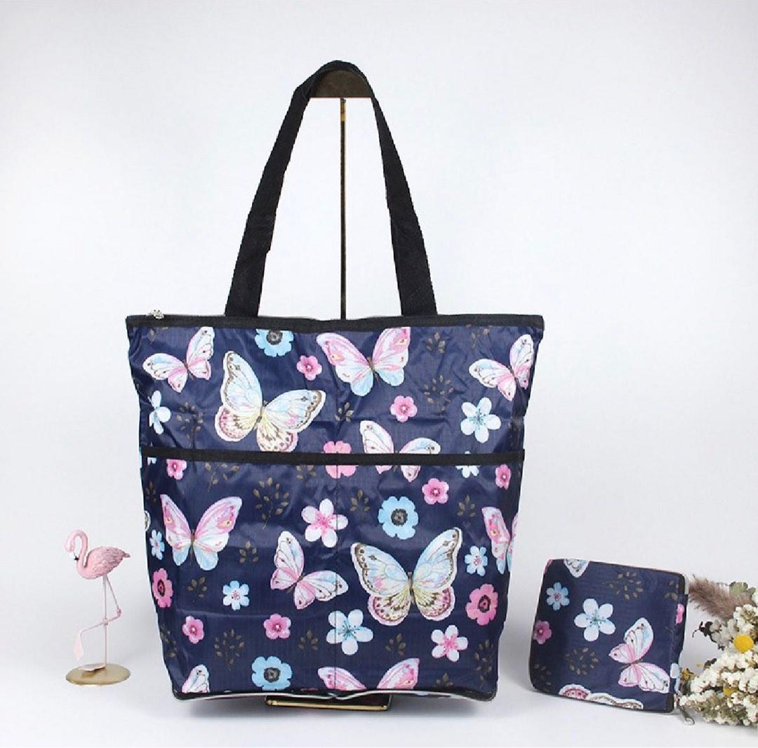 Foldable Shopping Recycle Bag with Zip and Pockets Waterproof Many Designs Women s Fashion Bags Wallets Tote Bags on Carousell