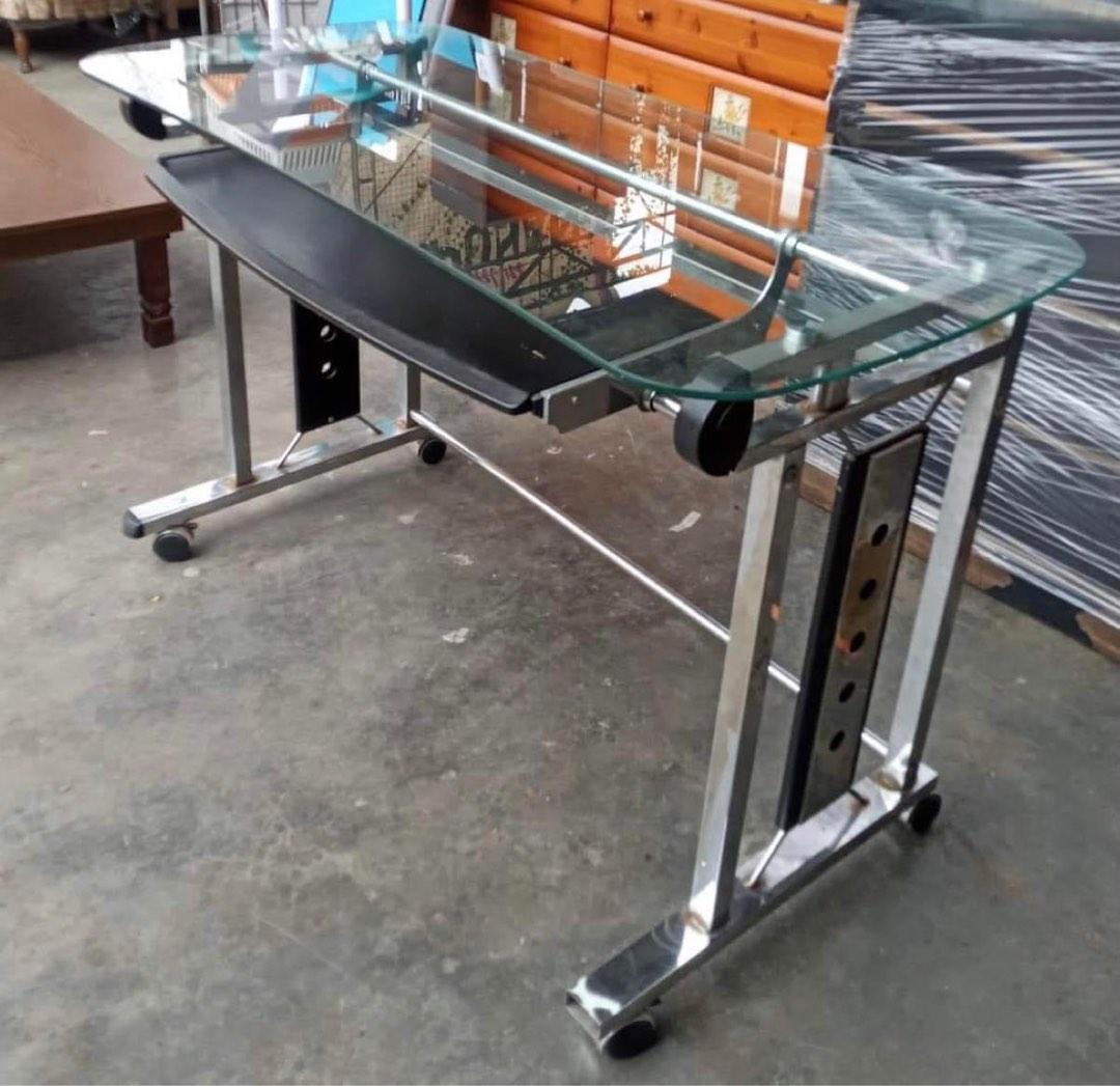 Glass Computer Table, Furniture & Home Living, Furniture, Tables & Sets