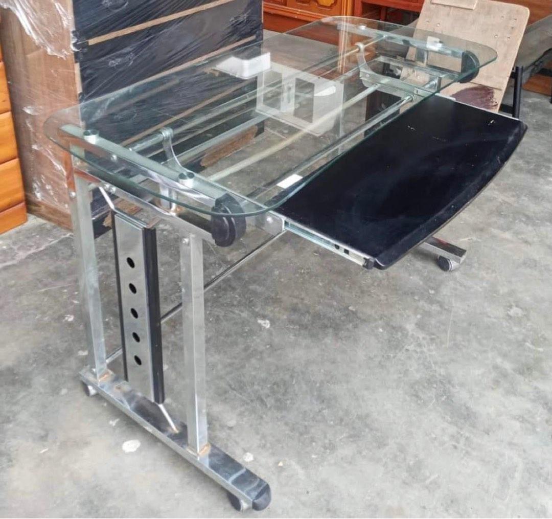 Glass Computer Table, Furniture & Home Living, Furniture, Tables & Sets
