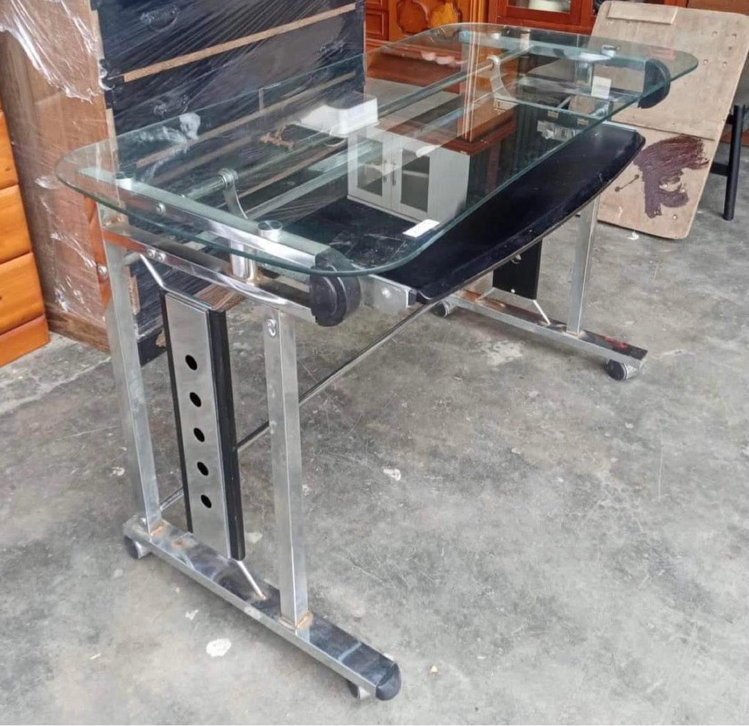 Glass Computer Table, Furniture & Home Living, Furniture, Tables & Sets