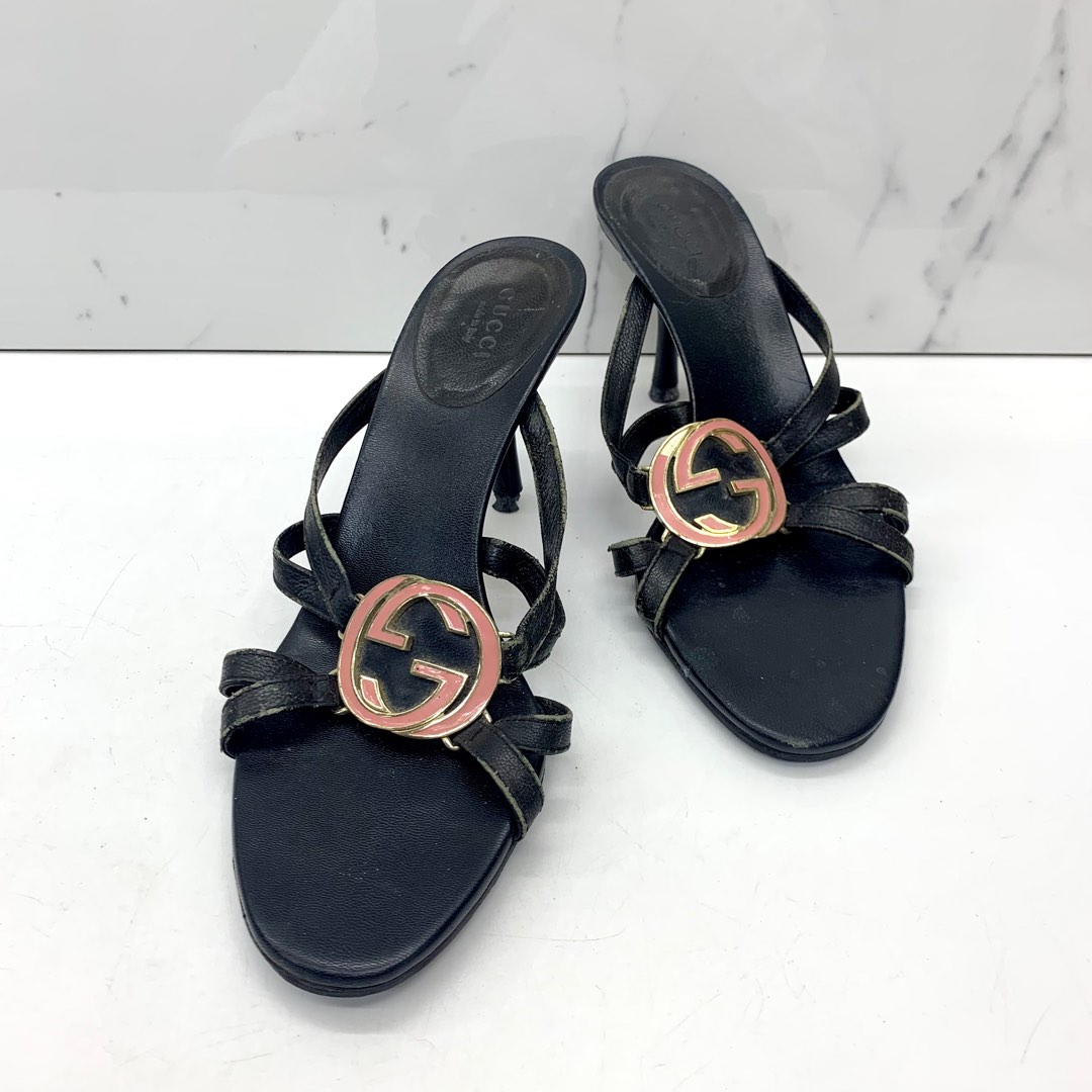 GUCCI GG LOGO BLACK SANDALS 227017054 Women s Fashion Footwear