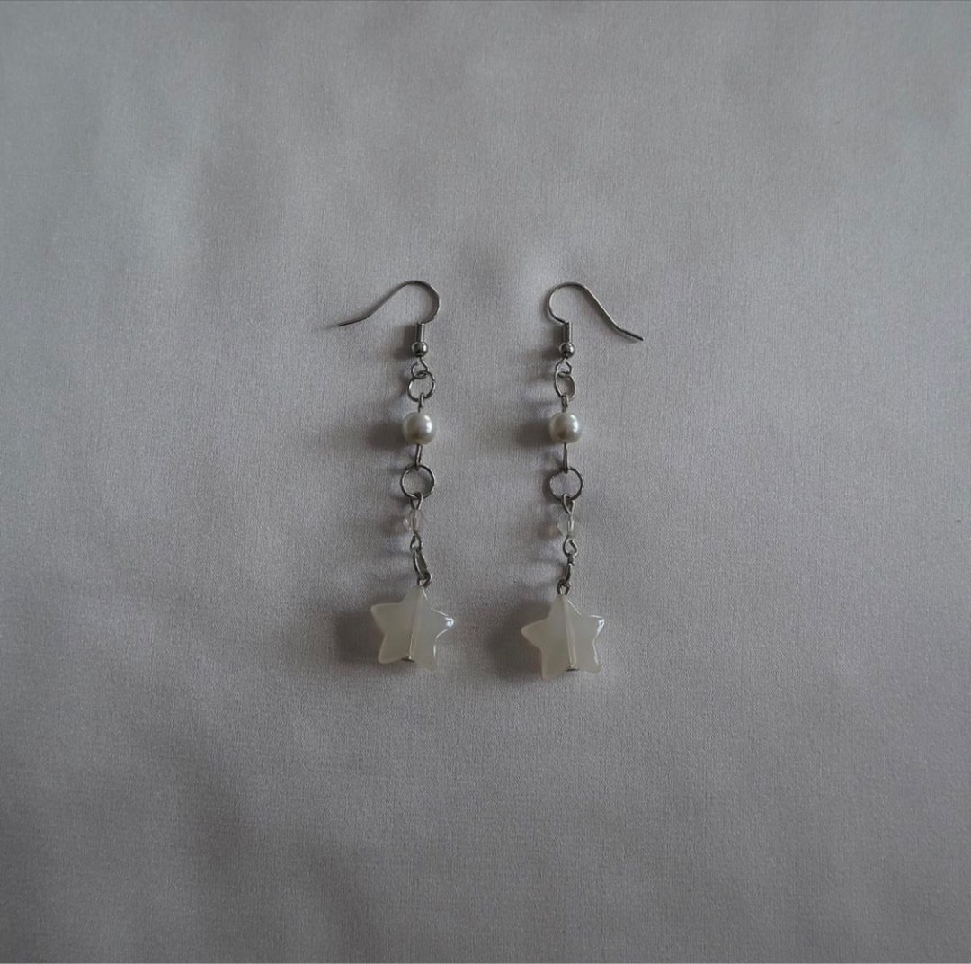 Handmade white star earrings Women s Fashion Jewelry