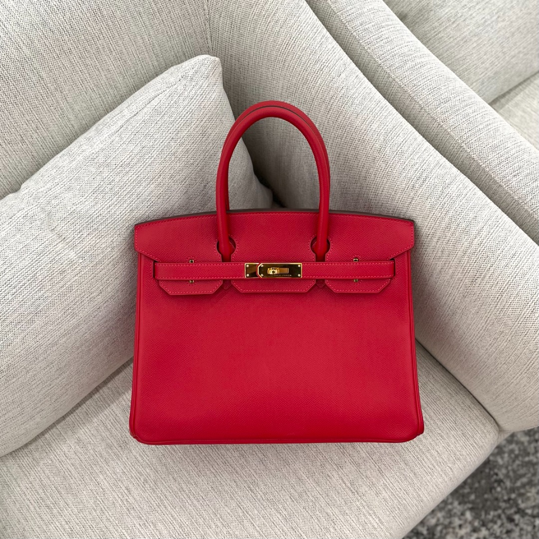 Hermes Birkin 25 Bag q5 Rouge Casaque Togo GHW