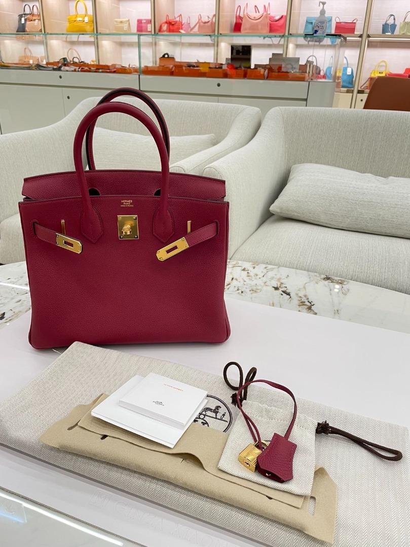 Hermès Birkin 30 In Rouge Grenat Togo Leather With Gold Hardware in Red