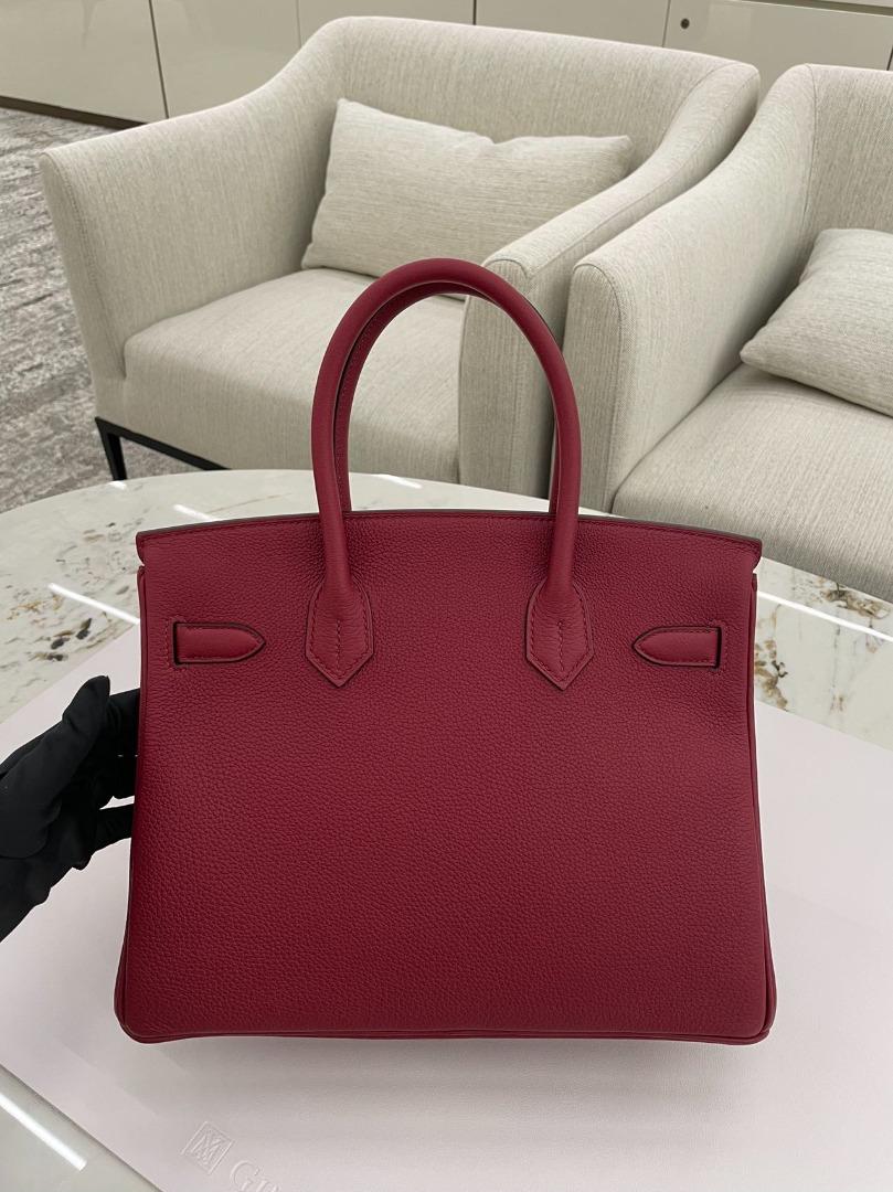 Hermès Birkin 30 In Rouge Grenat Togo Leather With Gold Hardware in Red