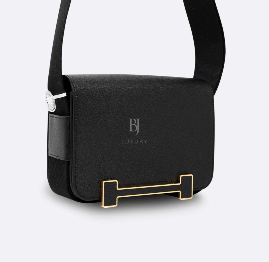 Hermes Geta Bag 20 Black Chevre Mysore, Luxury, Bags & Wallets on