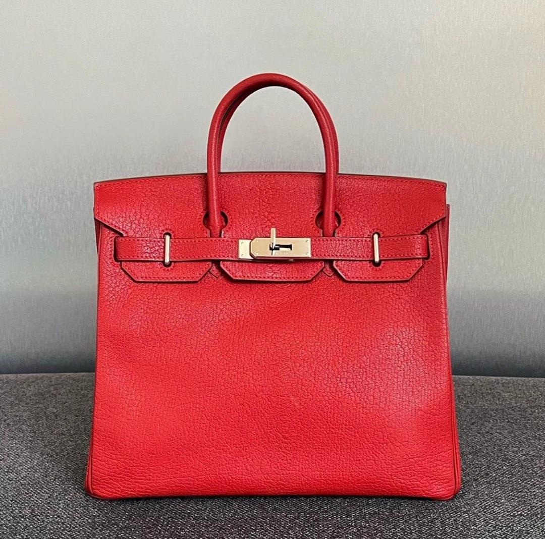 Hermes HAC 28 Rouge Vif Chevre Phw, Luxury, Bags & Wallets on