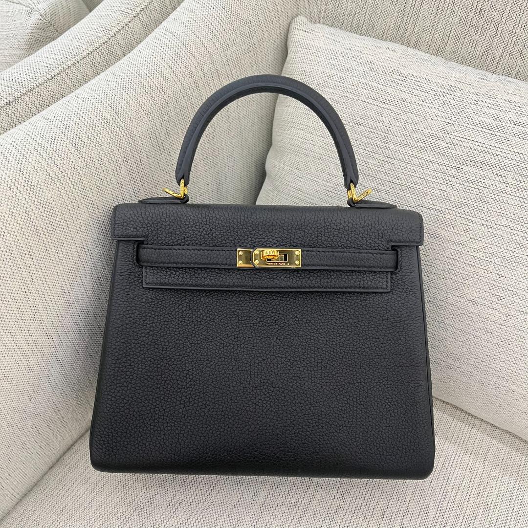 Kelly 25 top black togo