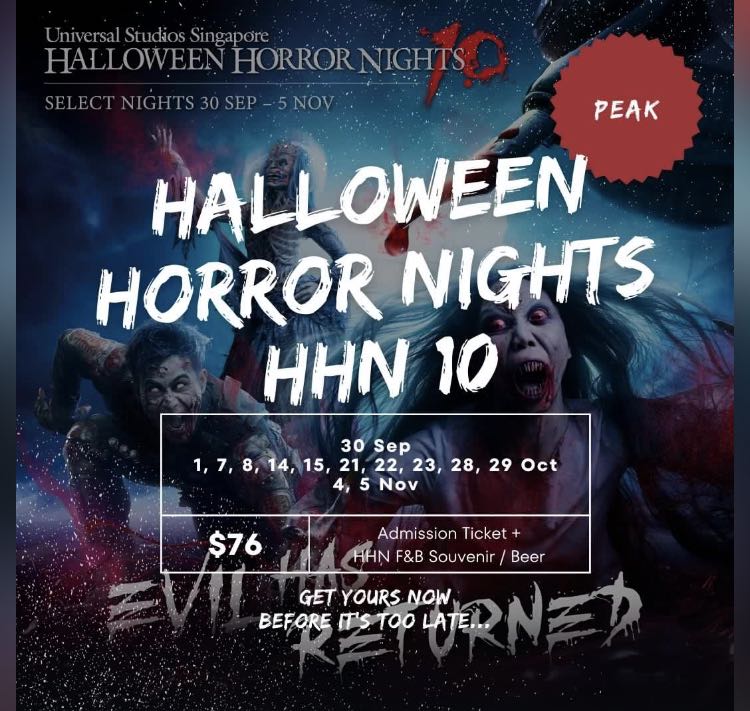 HHN Peak ticket, Tickets & Vouchers, Event Tickets on Carousell